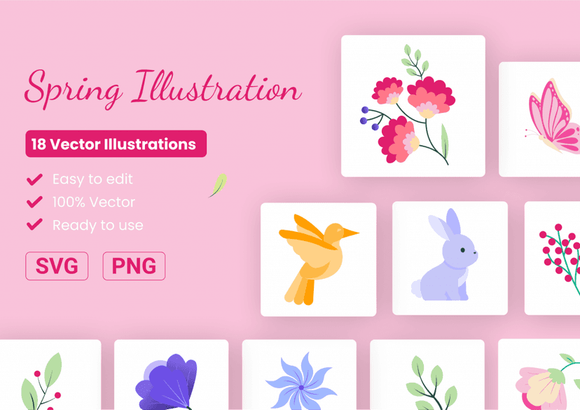 18 Spring Illustration Pack